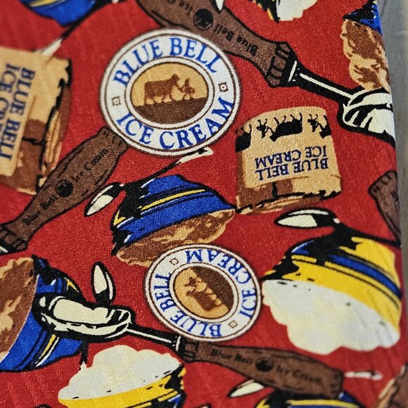 Blue Bell Tie Ice Cream Rare 100% Silk Rare Buffalo Bay Red Scoop Logo - Picture 4 of 6